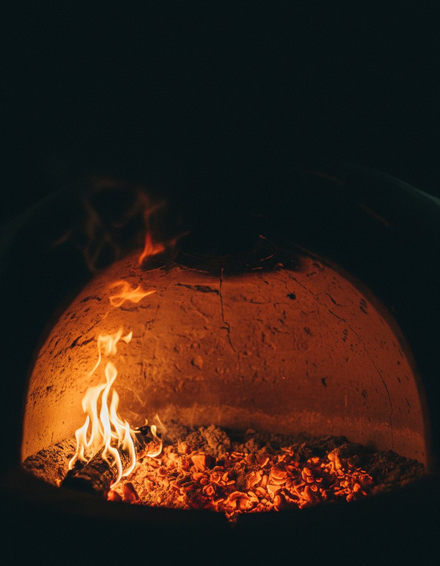 Il forno tandoor acceso